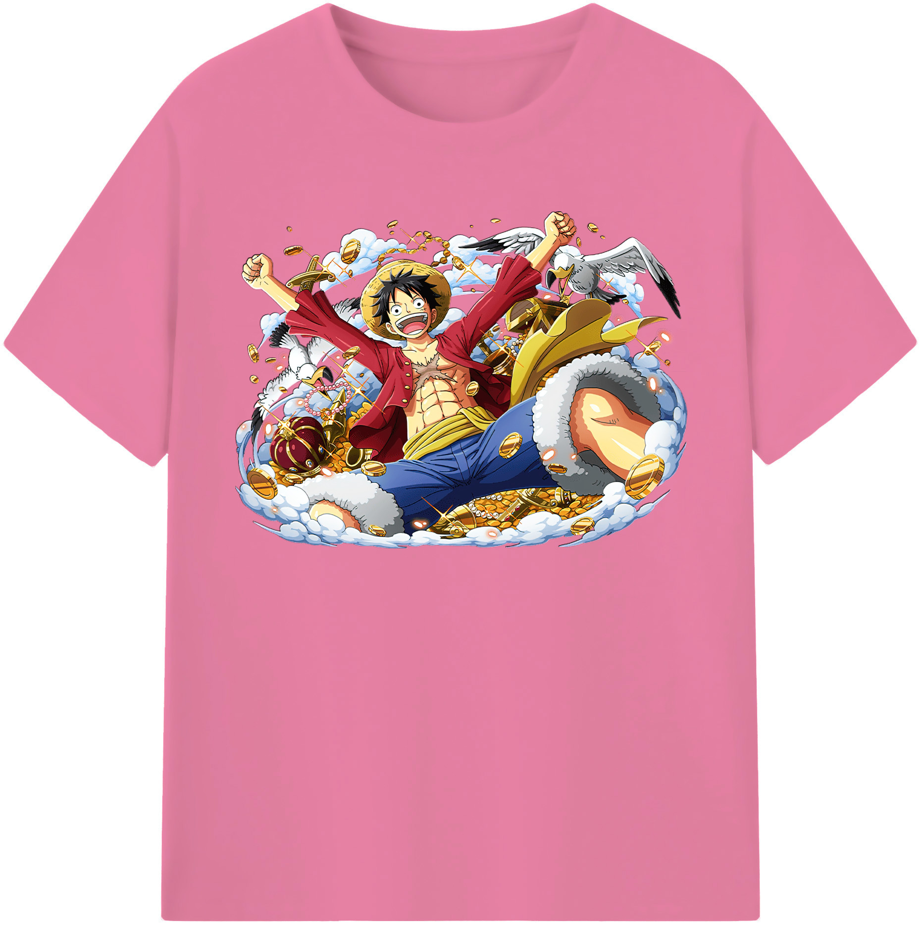 ワンピース モンキー・D・ルフィ ONE PIECE Monkey D. Luffy 綿100％半袖Tシャツ（フロントプリント）